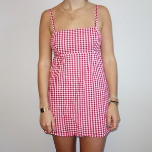 Red gingham print dress